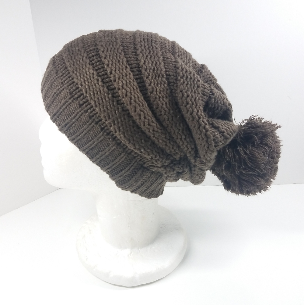 C.C Brown Knitted Pom Pom Hat